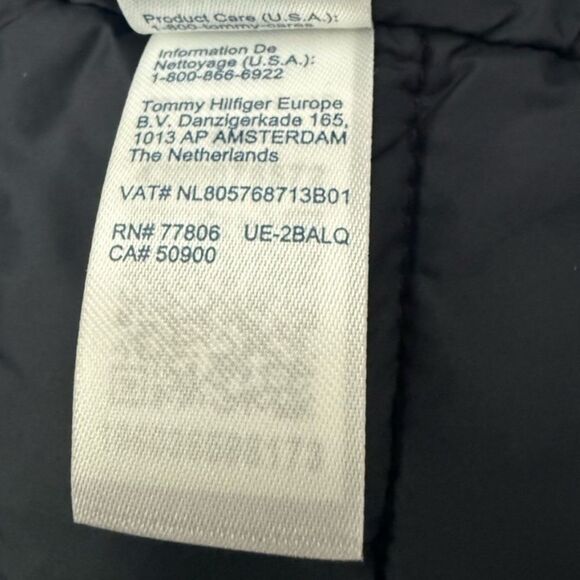 New with Tags Tommy Hilfiger TH Packable Puffer Jacket Navy Water Resistant S/P - Picture 10 of 10